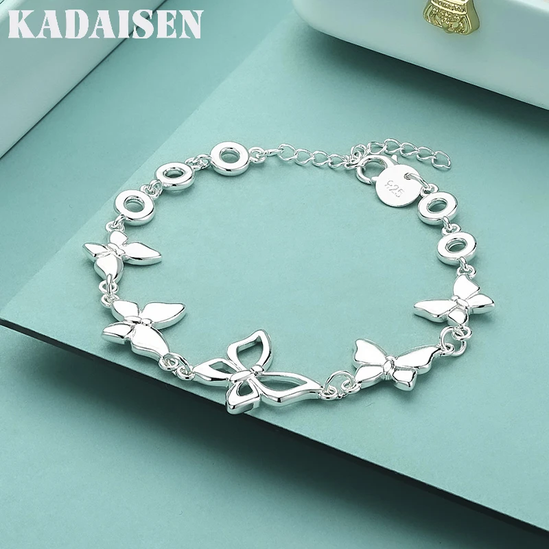 Luxuriöses Charm-Armband aus 925er Sterlingsilber mit Schmetterlingsmotiv, für Damen, Partygeschenk, elegantes Party-, Hochzeits- und Verlobungsschmuckgeschenk Image