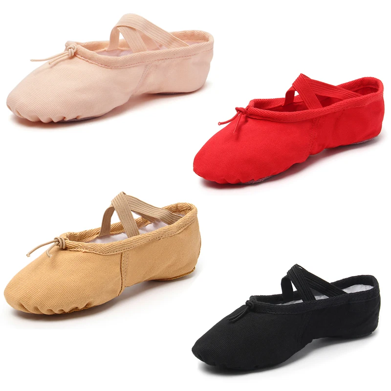 Flache Mädchen Ballett Schuhe Leinwand Schwarz Rosa Ballerina Schuhe Gym Yoga Praxis Tanz Schuhe Kinder Frau Tanz SliWoman Tanz Hausschuhe