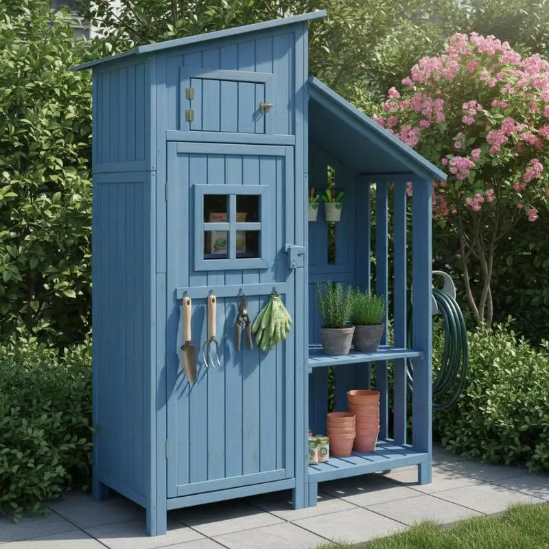 Abri de jardin/chalet 124x46x174cm ​ ​ Abri de jardin / remise. Construit en bois massif robuste, idéal pour ranger les outils agricoles dans une cour ou un jardin, ou comme abri de rangement
