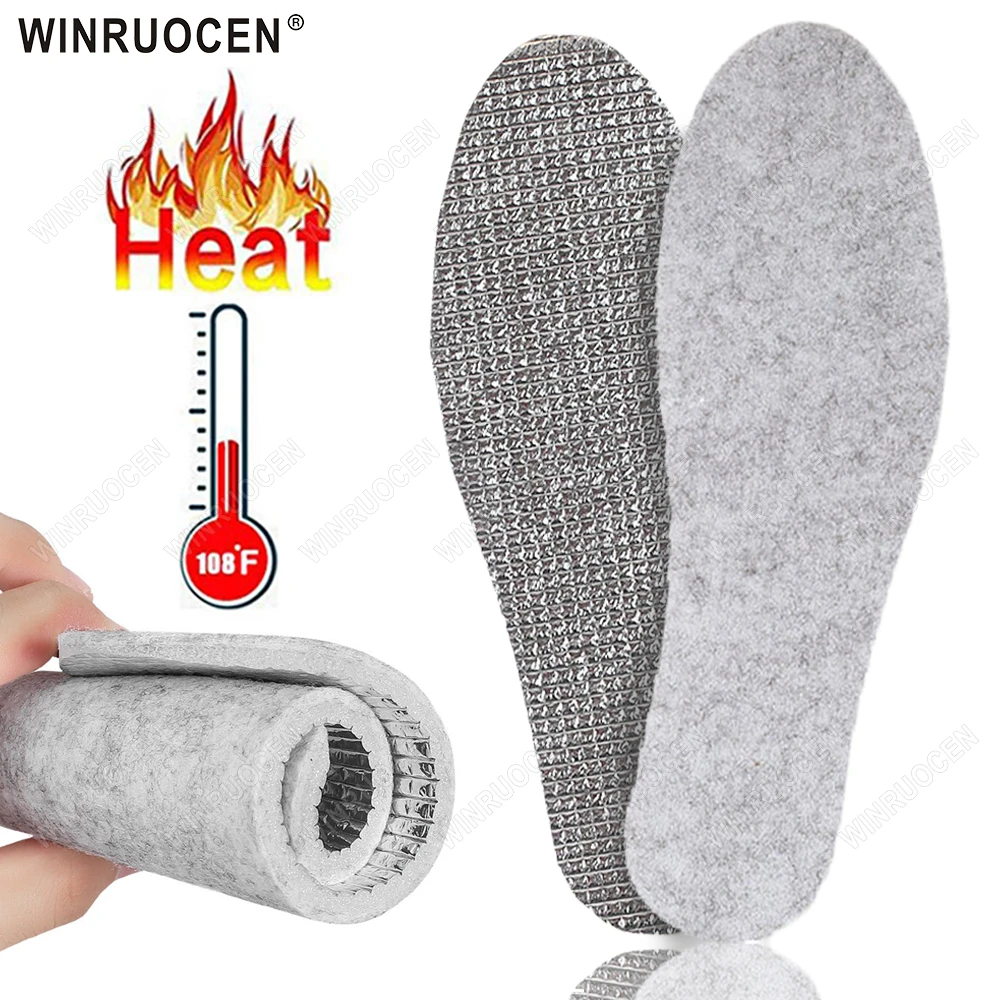 Filz-Aluminiumfolien-Einlegesohlen für den Winter, warm, bequem, Deodorant-Einsatz für Männer und Frauen, Sohle, Sommer, kühl, wasserdichte Woll-Schuhpolster Image