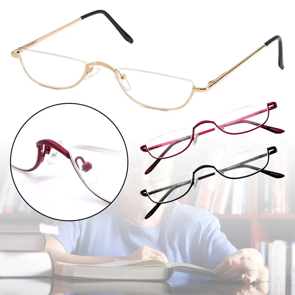 Neue Mode Ultra Licht Harz Frühling Scharnier Metall Brillen + 1,00 ~ + 4,0 Dioptrien Lesebrille Half Moon Lesebrille Image