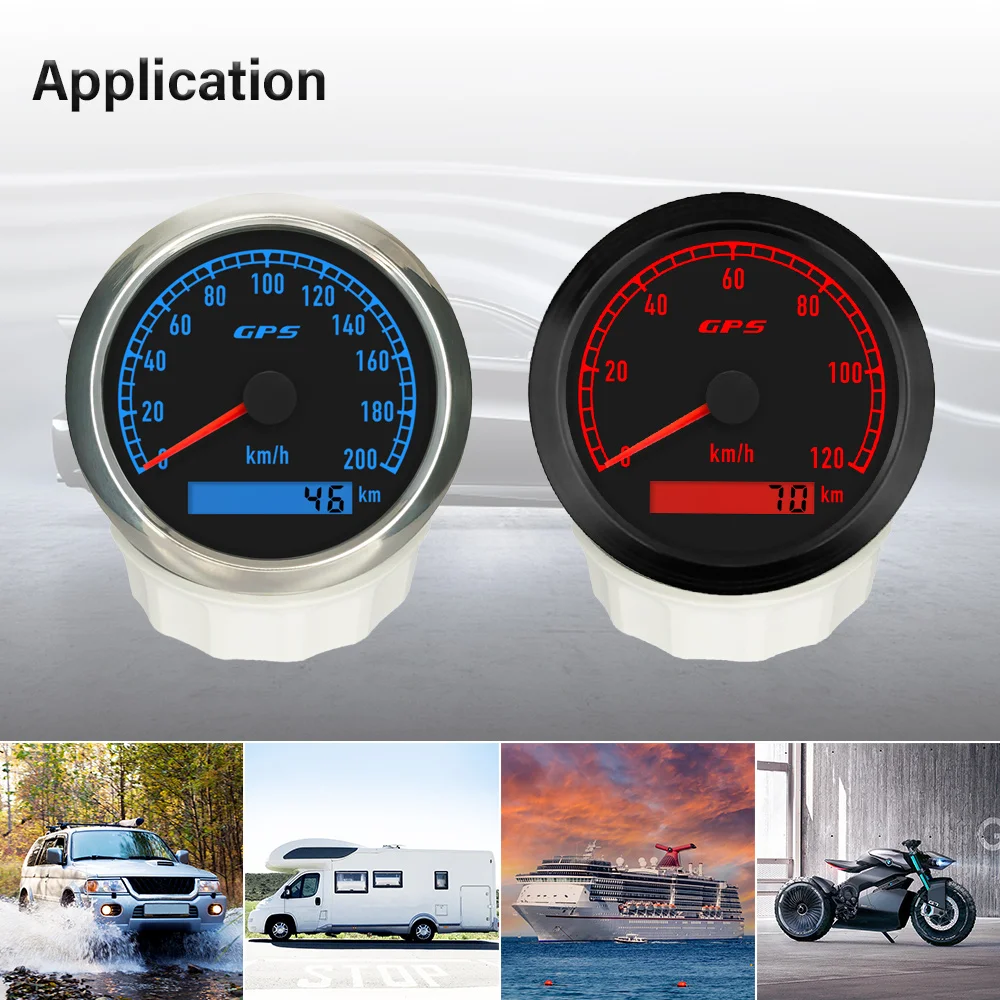 ELING 80mm GPS Speedometer 80MPH 0-120MPH 0-60K 0-200KM/H with GPS Antenna with 7 Colors Backlight for Car Motorcycle Vessels