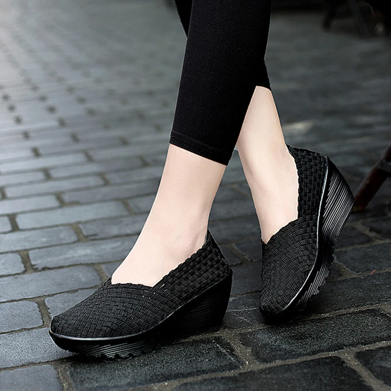 Frauen Turnschuhe Sommer Flache Plattform Schuhe Atmungs Gewebten Wohnungen Schuhe Frau Mode Turnschuhe Komfort Zu Fuß Schuhe Große Größe 42