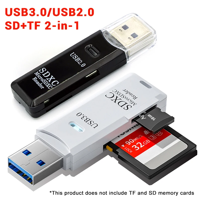 1 pièces 2-en-1 USB 3.0 2.0 lecteur de carte Micro SD TF lecteur de carte mémoire USB clé USB lecteur de carte adaptateur pour accessoires de caméra PC