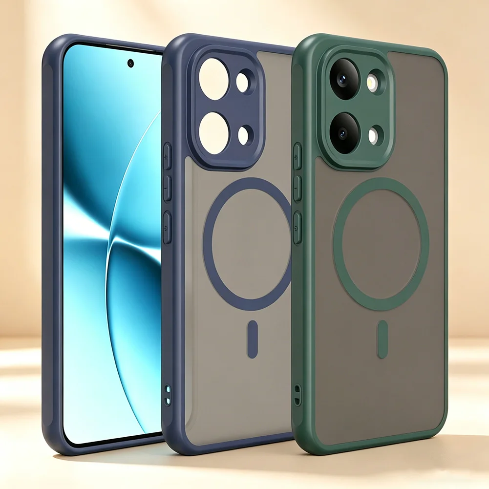 Klare, matte, flexible, magnetische Schutzhülle mit Druckknopf für Poco X8Pro Max X8Pro M8 Pro, Kameraschutz für Magsafe Wireless Charge Cover Image