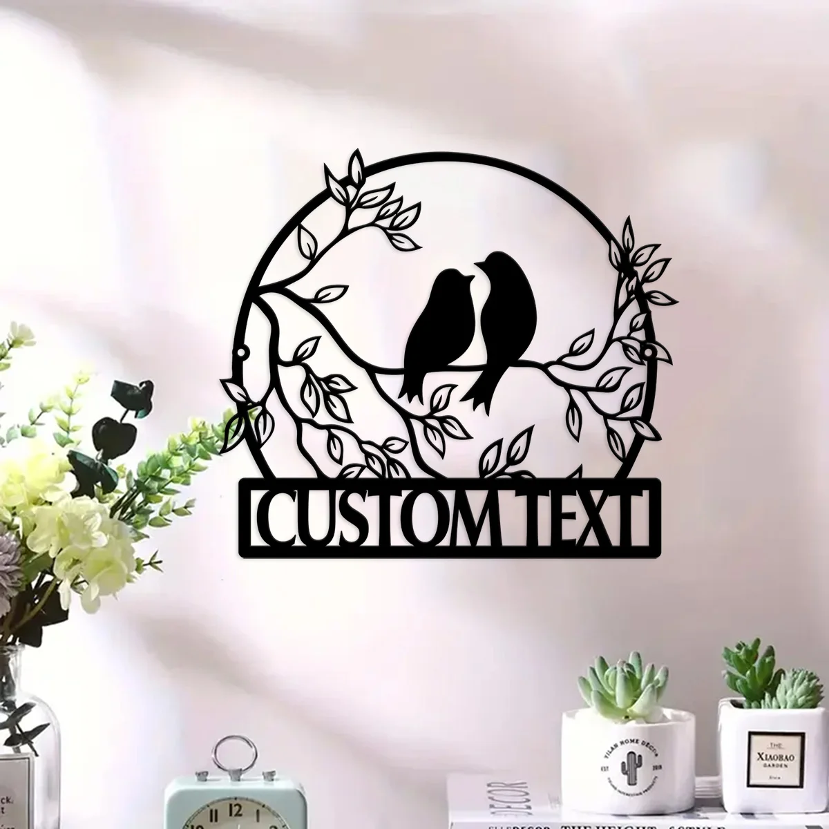 Panneau métallique personnalisé oiseaux sur branche, panneau de jardin en métal, panneau de jardin personnalisé, panneau de jardin, panneau de jardin personnalisé, décor de jardin