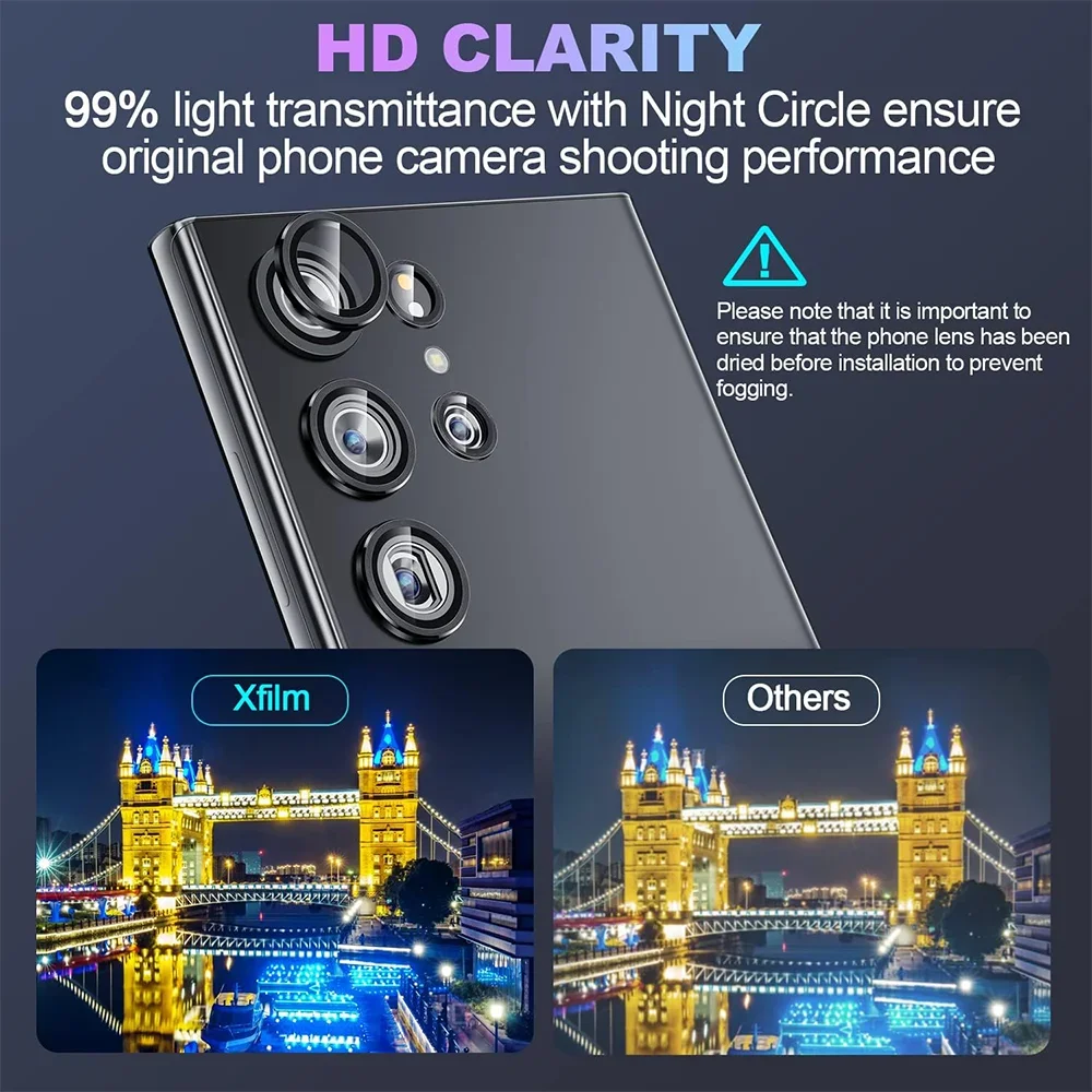 Metall-Kameraobjektivschutzring aus Glas für Samsung S26 Ultra S25 Ultra S24 Ultra Kratzfester HD-Klarer Vollschutz-Objektivdeckel Image