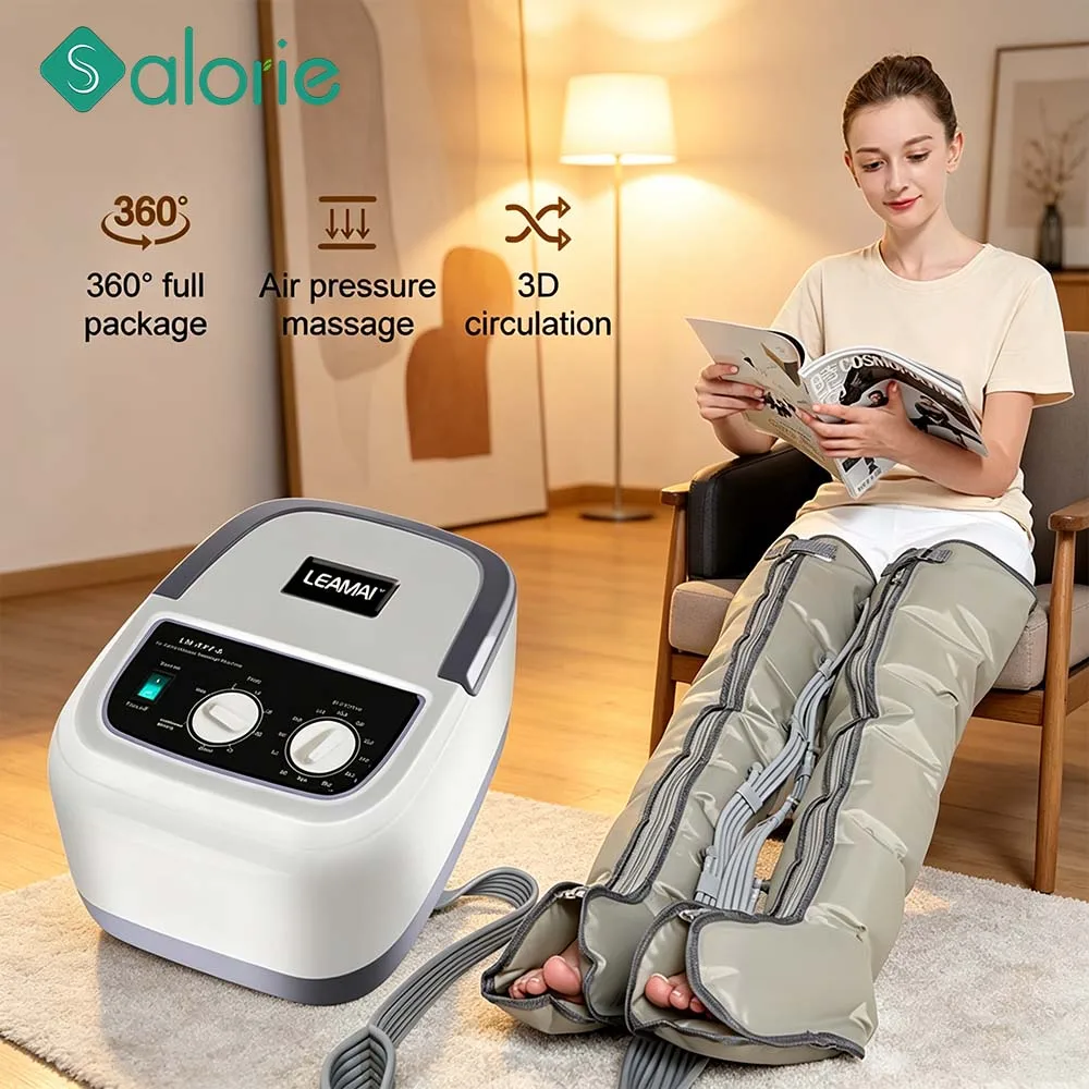 Elektrisches 6-Kammer-Luftkompressions-Beinmassagegerät, Körpermassagegerät für Wade, Taille, Rücken, Fuß, Lymphdrainage & Muskeln Image