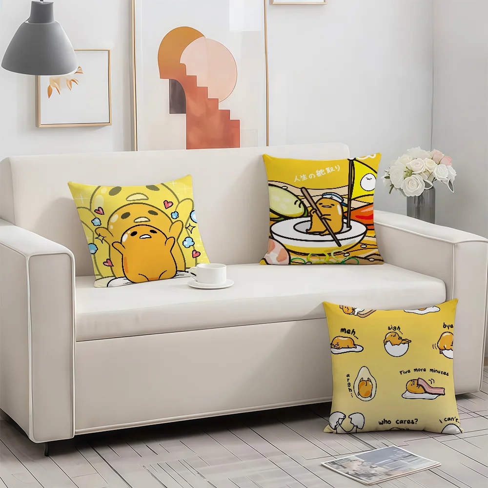 Lustiger, süßer Gudetama-Kissenbezug, Geschenke zum Geburtstag, Jahrestag, doppelseitig bedruckter Kissenbezug mit Reißverschluss, weiche Hautbettwäsche Image