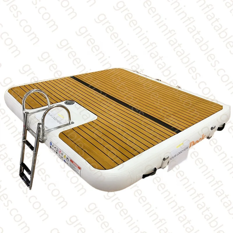GRÜNES Drop-Stitch-Schlauchboot für Angeln, Ponton-Insel, Yoga, Entspannung, Schwimmdock-Plattform, aufblasbare schwimmende Docks und Pontons Image