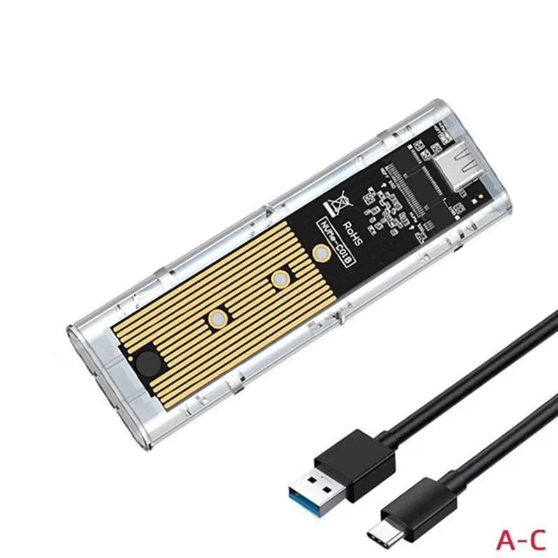 M.2 NVME SATA Mobiles Festplattengehäuse Dual-Protokoll SSD-Gehäuse Transparent USB Typ C M2 SSD Externes Gehäuse Festplattenbox Image