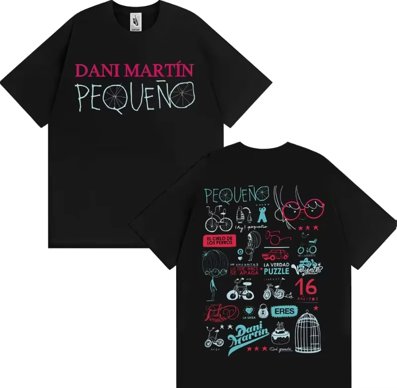 Dani Martín Concierto 25 Años Album Merch T-Shirt für Herren und Damen, Modisches Hip-Hop Streetwear T-Shirt aus Baumwolle, Komfortables Oversized T-Shirt