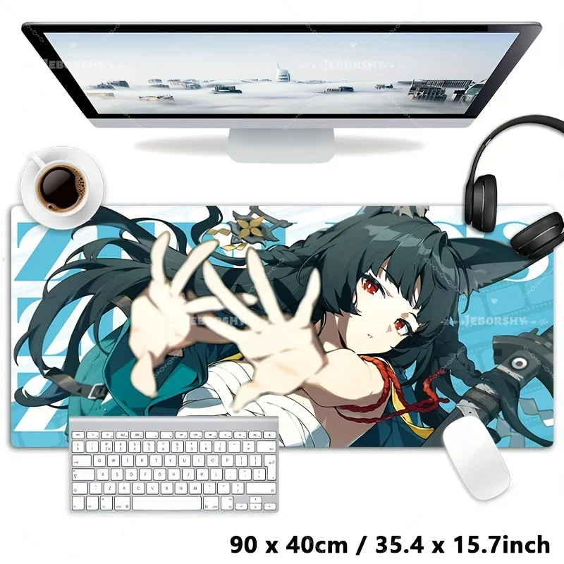 Anime Miyabi Mauspad, groß, Zenless Zone Zero, Gaming, Büro, Mauspad, Laptop-Zubehör, Mausmatte, Mauspad, 900 x 400, Spielmatte Image