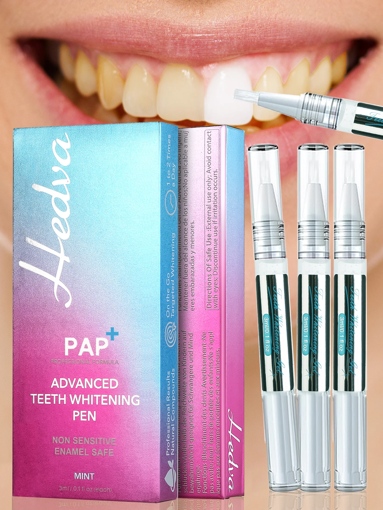 Hedva PAP+ Zahnaufhellungsstift, sichere Formel, 7 Tage schnelle Ergebnisse, entfernt Kaffee, Rauch, Teeflecken, glamouröses Lächeln, orales Zubehör Image
