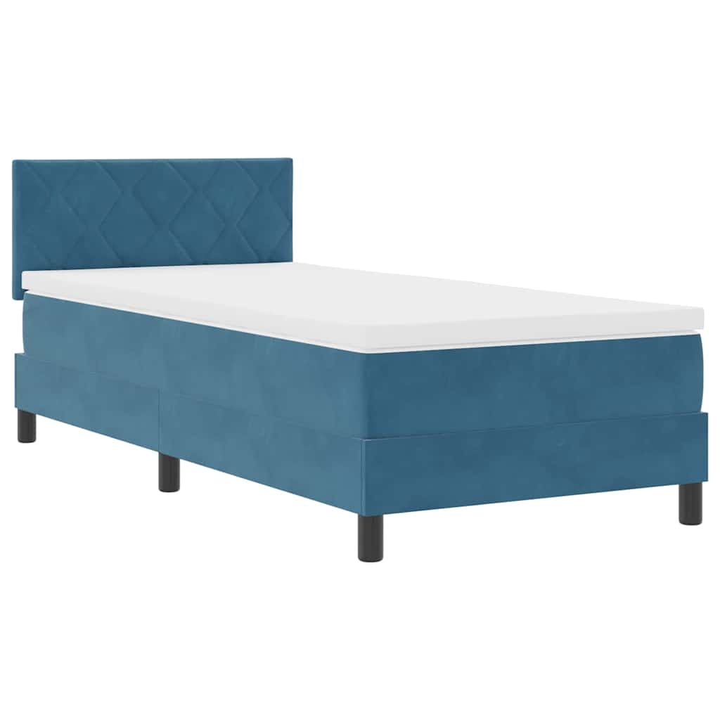 vidaXL Boxspringbett mit Kopfteil Dunkelblau 90 x 190 cm Samt Image