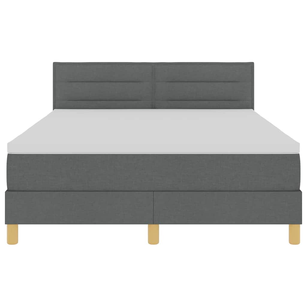 vidaXL LED Boxspringbett mit Kopfteil Dunkelgrau 140 x 190 cm Stoff Image