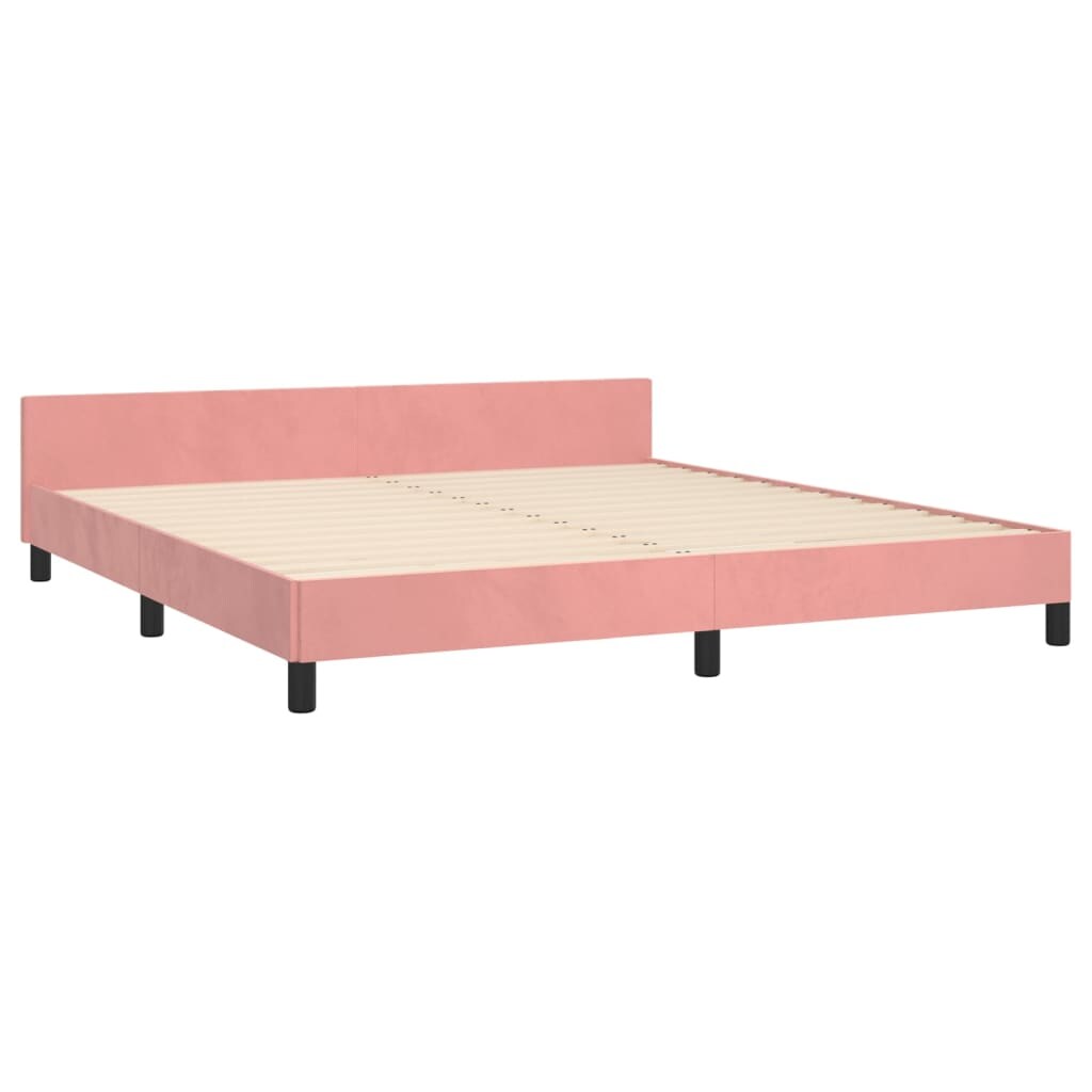 vidaXL Bettgestell mit Kopfteil Rosa 160x200 cm Samt Image