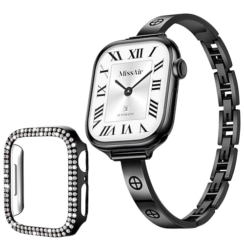 Schmuck Armband Kompatibel mit Apple Watch Armband 38mm 40mm 41mm 42mm 44mm 45mm 46mm 49mm mit Hülle Edelstahl Ersatzarmband für iwatch Ultra 3 2 Series 11 10 9 8 7 SE 6 5 4 3 2 1 Image
