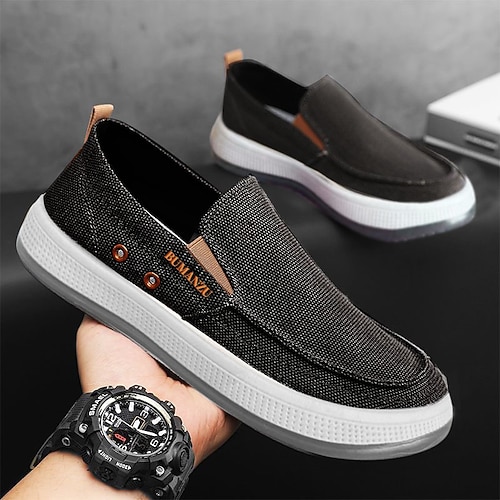 Herren-Slipper aus Canvas, leichte Freizeitschuhe für Alltag, Reisen, Büro und Wochenendoutfits Image