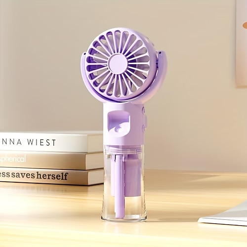 Handventilator mit Sprühfunktion, Tischventilator mit Luftbefeuchtung, tragbarer Außenventilator, kleiner Sprühventilator mit 4 Geschwindigkeitsstufen Image