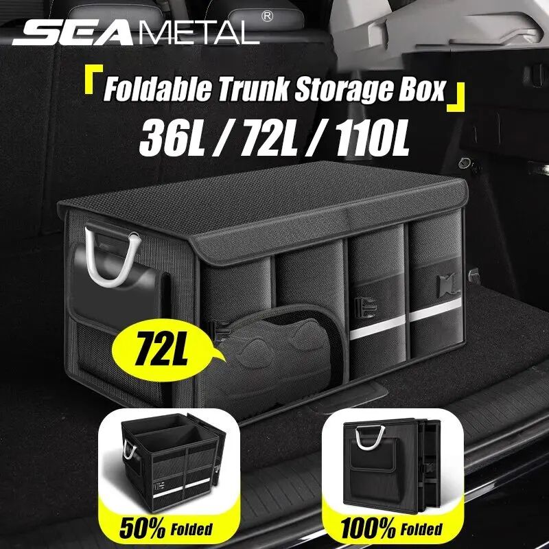 SEAMETAL Foldable Car Trunk Storage Organizer Box 36l