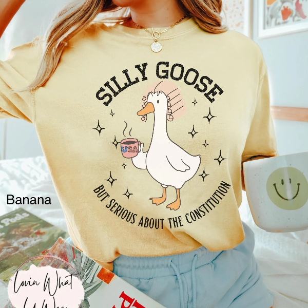 Patriotic Goose Serious About The Constitution 250th Anniversary Graphic Tee peach xl sweatshirt