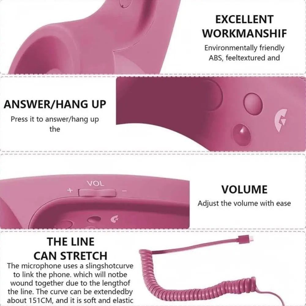 Retro Phone Handset Receiver For Type C Smartphones white