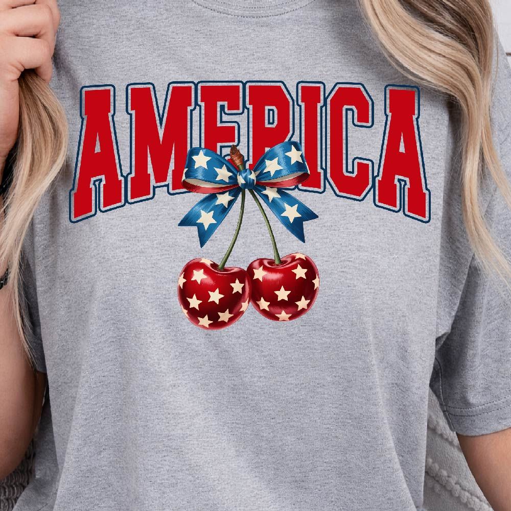 4th Of July America Cherry Coquette Graphic Tee red xl t Shirt