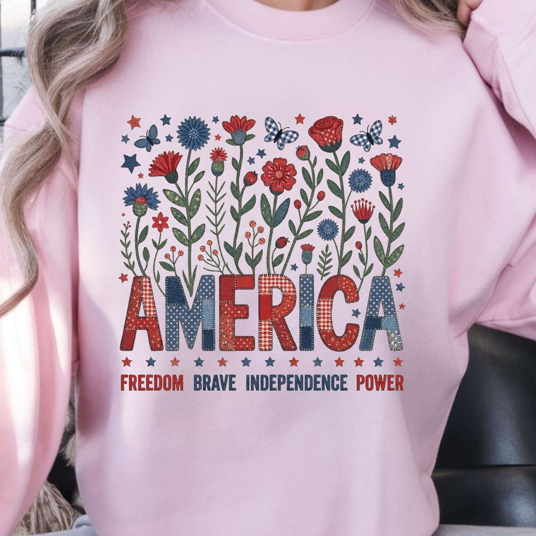 Floral America Patriotic 4th Of July Graphic Tee yellow Gold xl sweatshirt