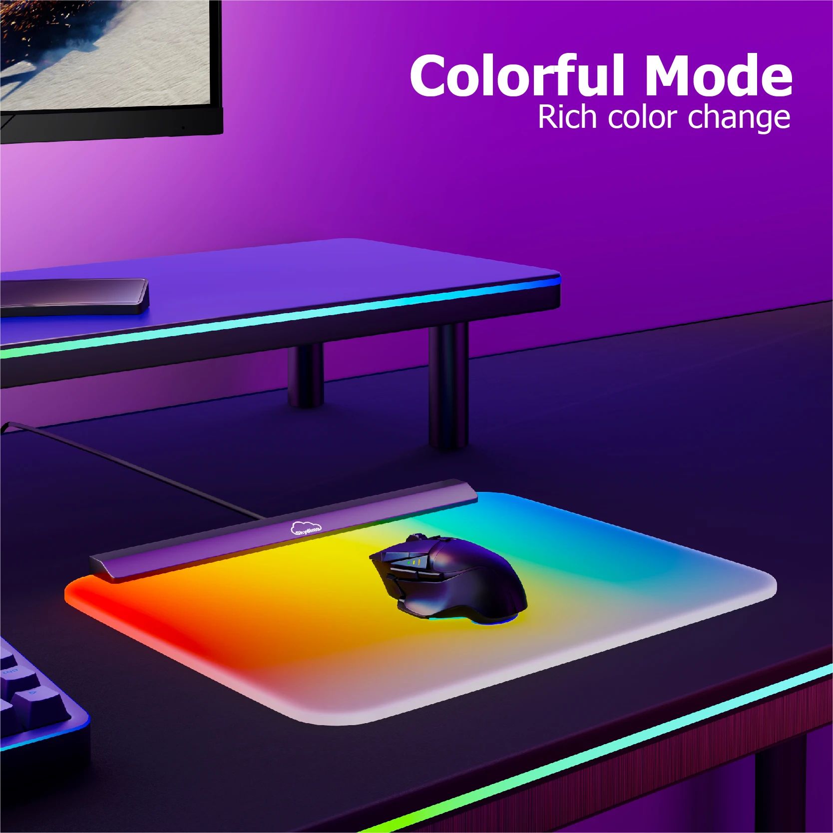 Smart RGB Gaming Mouse Pad LED Ambient Computer Backlight & Screen Color Sync Desk Mat silver