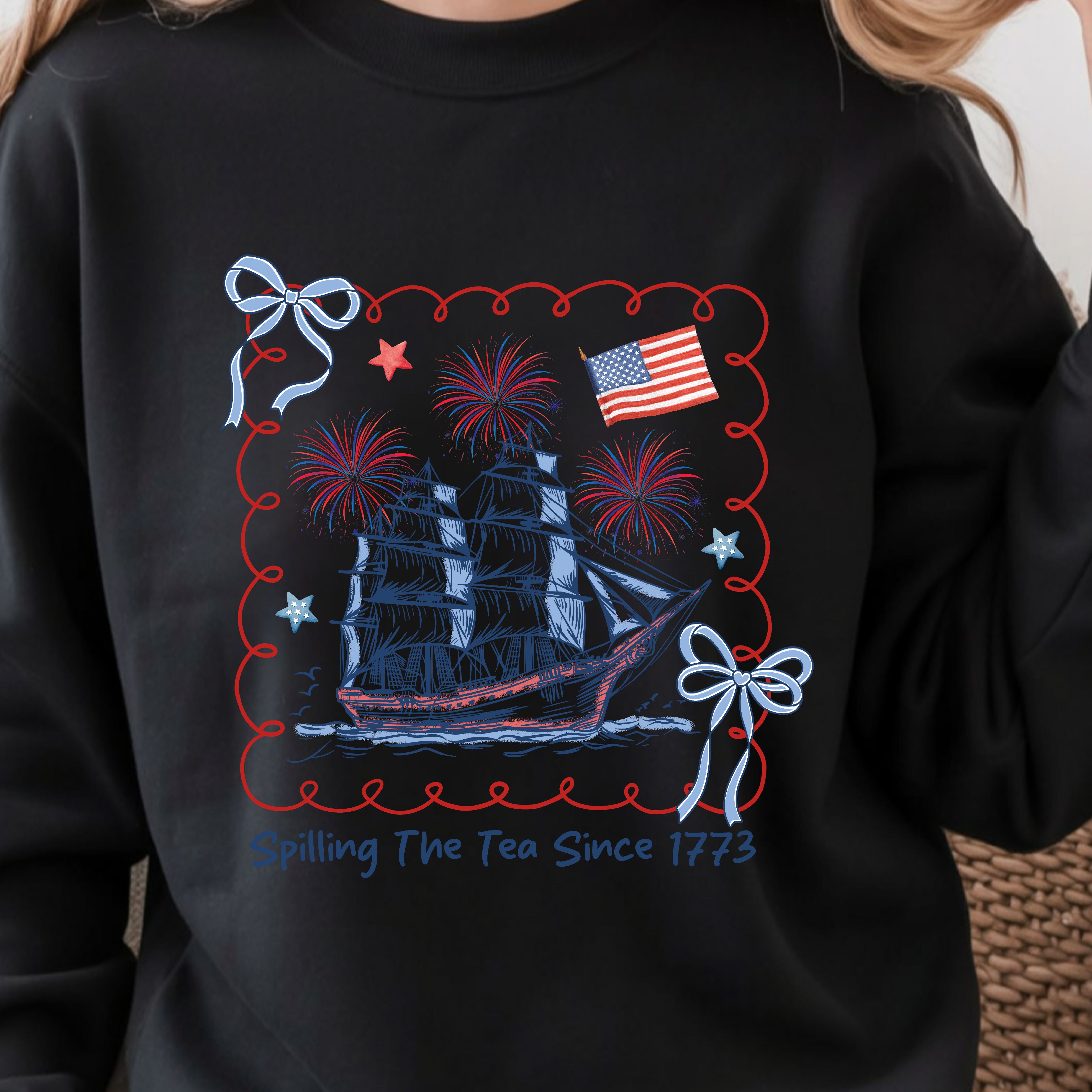 Coquette 4th Of July T Shirt | Cute Patriotic Bow USA Shirt | Independence Day Coquette Style Tee brown 3xl sweatshirt
