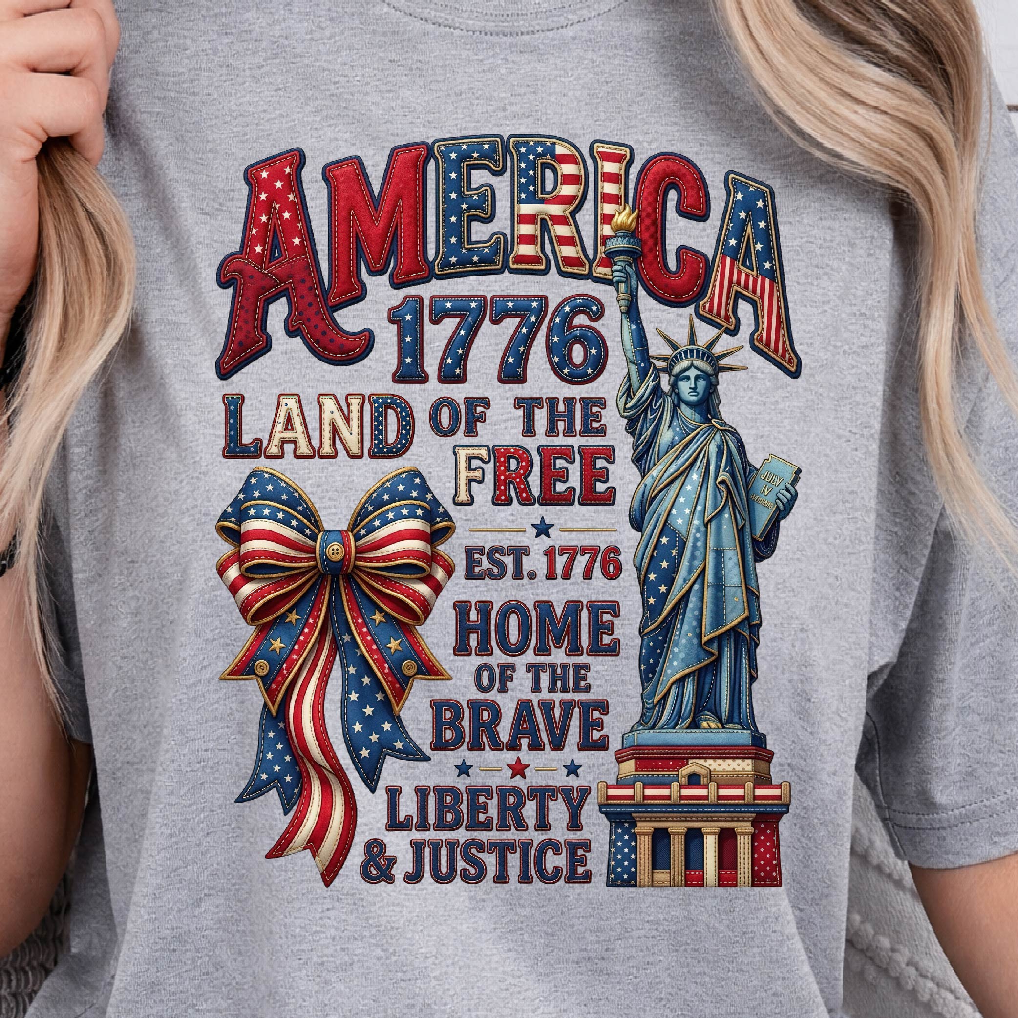 Patriotic America 1776 4th Of July Graphic Tee pink l t Shirt