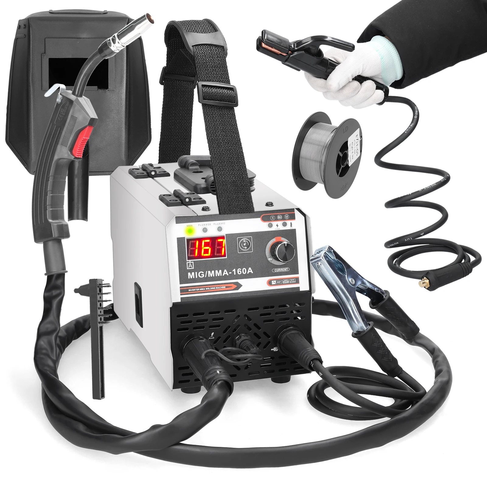 2in1 220V MIG MMA Schweißgerät IGBT DC Inverter Schweißer Kontaktschweißen Nicht-Gas-Lichtbogenschweißgerät Eingebaute Drahtschweißgeräte Löten Image