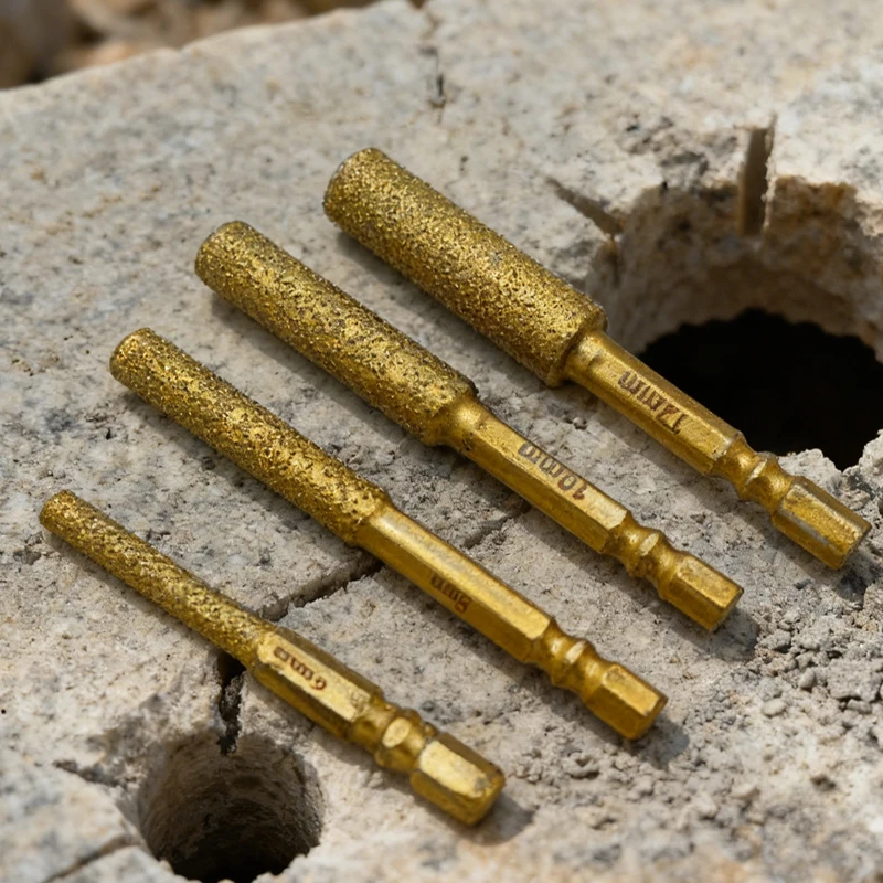 D6 8 10 12 4 stücke Diamant Core Bits Trocken Bohren Gewinde Sechseckigen Schaft Kern Bohrer Loch Sah Für keramik Fliesen Granit Marmor Cr Image