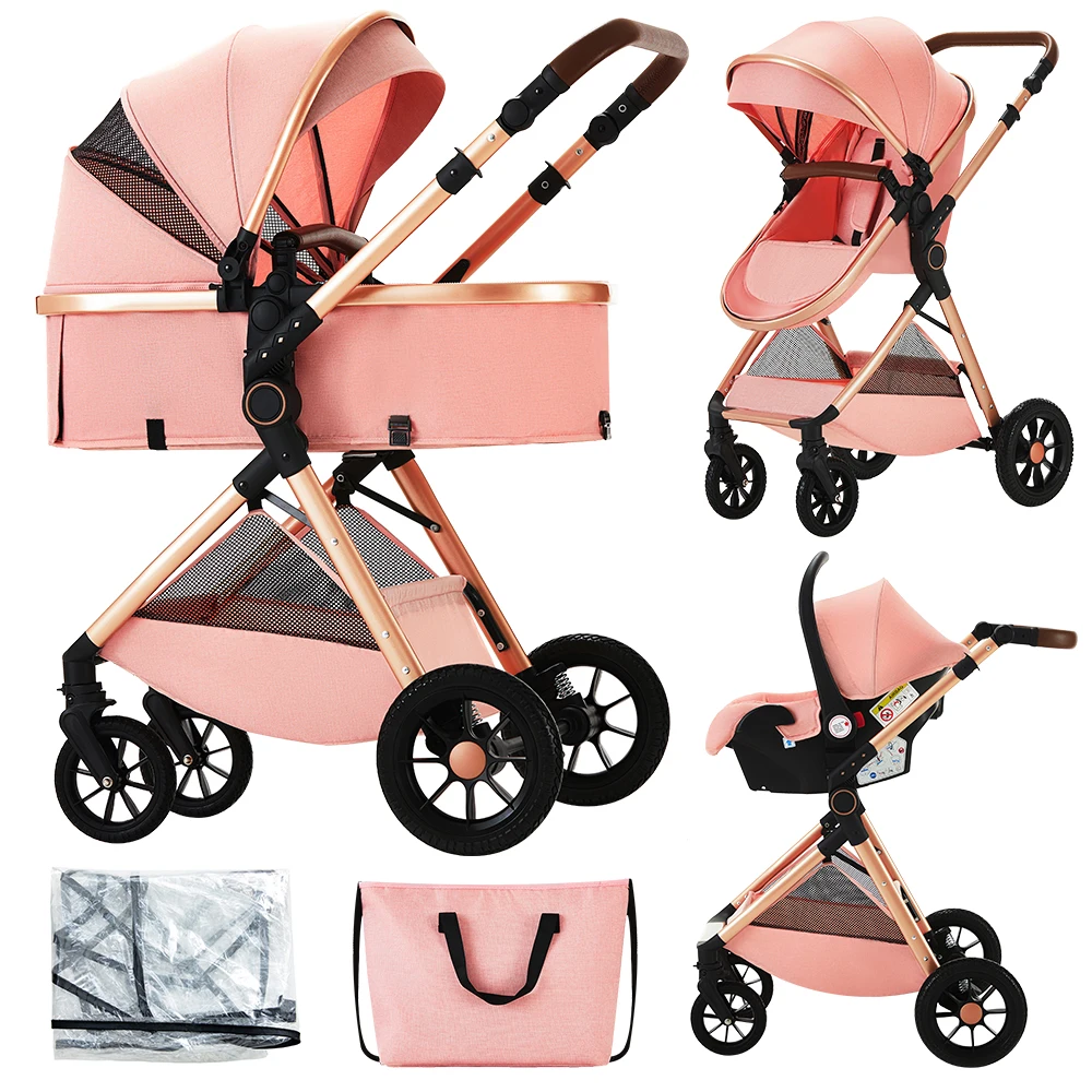 Tragbarer 3-in-1-Kinderwagen mit Autositz, faltbarer Kinderwagen, leichter Kinderwagen für Kleinkinder, Reise-Kinderwagen, Autositz-Kombination Image