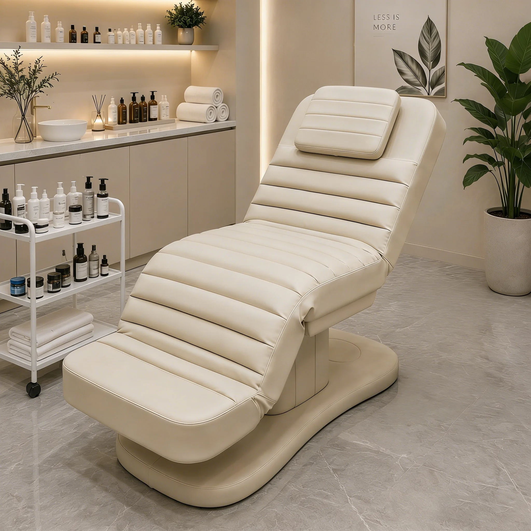 Elektrische Kosmetikliege, PU-Leder, leicht zu reinigen, ergonomisch, geeignet für Schönheitssalons, SPA-Massageliegen
