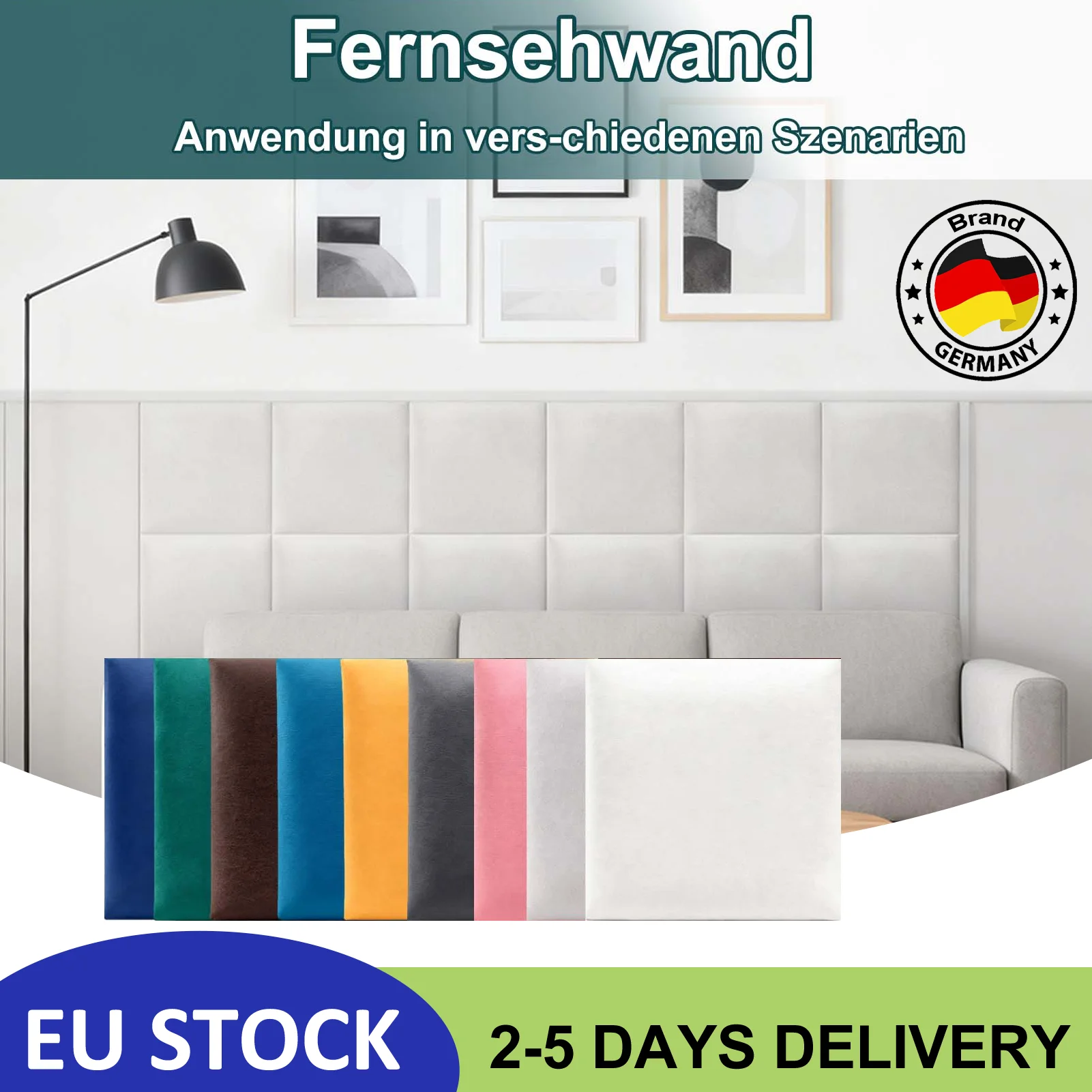 30×30 cm Glatt Samt 3D Wandpaneele Speziell Entwickelt für Bettkopf Polsterung Weich Dick Schalldämmend Universell für Schlafzimmer Wohnzimmer und weitere Wohnräume Image
