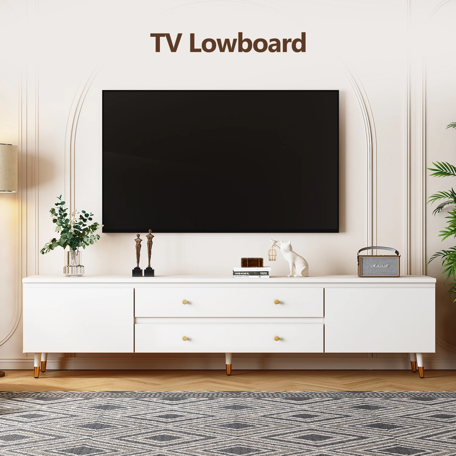 Hiazurm TV-Ständer, modern, minimalistisch, 2-in-1, Boden-/Wand-TV-Einheit, TV-Schrank mit Aufbewahrungsschubladen, TV-Einheiten für Wohnzimmer und Schlafzimmer, leicht zu reinigende TV-Ständer für