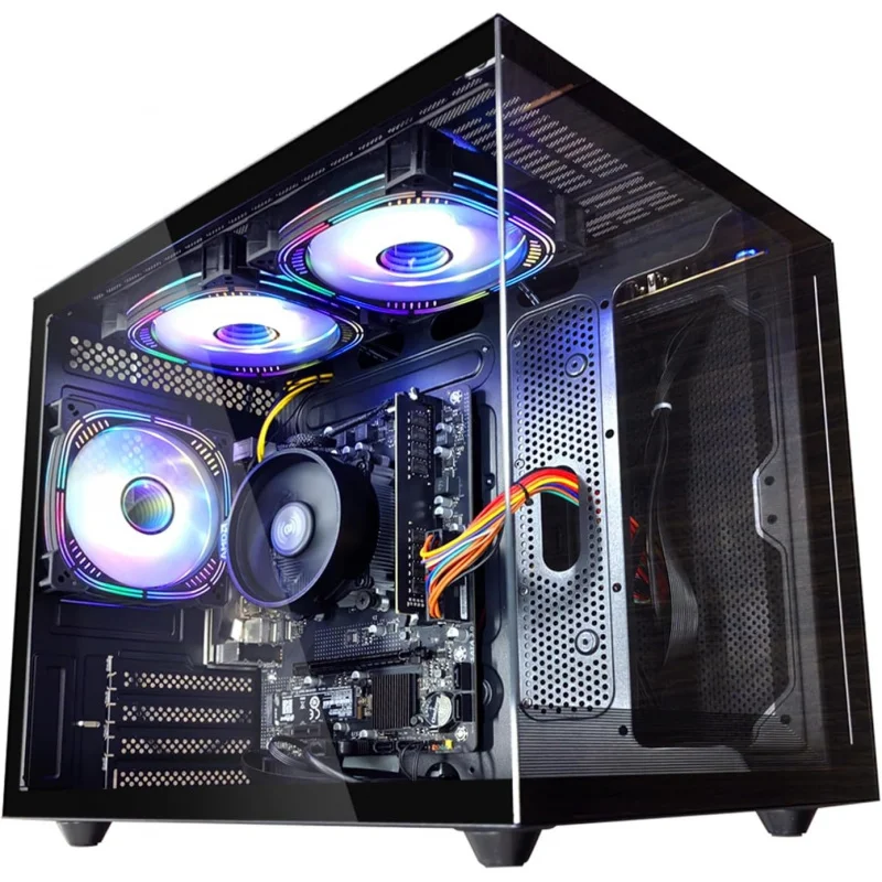 Gaming PC | Ryzen5 5600GT | Nvme SSD 512G | 16GB RAM | WiFi 6 Prebuilt Towers Desktop Computer Black