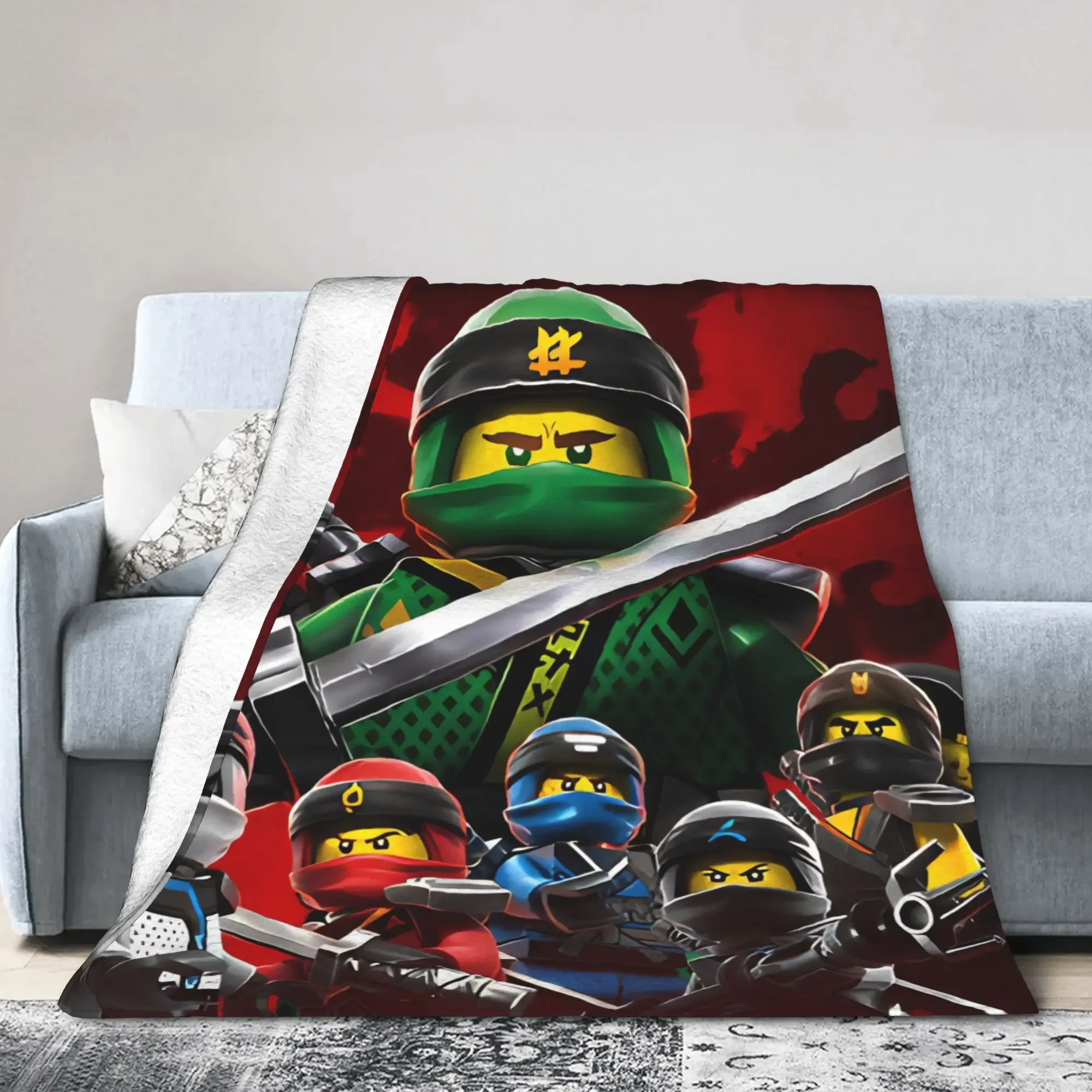 Ninjagos Flanell-Überwurfdecke, warme Herbst-Tagesdecke für Wohnzimmer, Sofa, Bettbezug, Kinder, Jungen, Mädchen, Muster Image