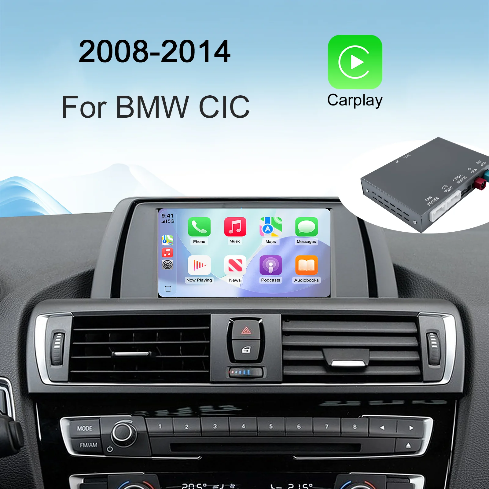 Ezonetronics Wireless CarPlay Android Auto Nachrüstkit Decoder-Box für 2008-2014 BMW CIC 1 3 5 6 7 Serie/ X1 X3 X5 X6 Z4/ MINI Image