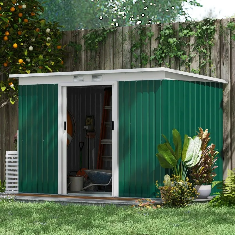 Abri de jardin/abri à outils 280 x 130 x 172 cm ​ ​ Abri de jardin / remise. Fabriqué en métal robuste, idéal pour ranger les outils agricoles dans une cour ou un jardin, et peut également servir de