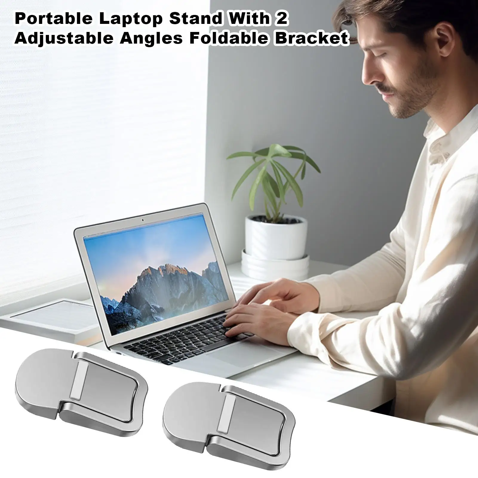 Mini faltbarer Laptop-Ständer, tragbarer Computer-Tastaturständer mit 2 verstellbaren Winkeln, selbstklebende, unsichtbare, faltbare Halterung Image