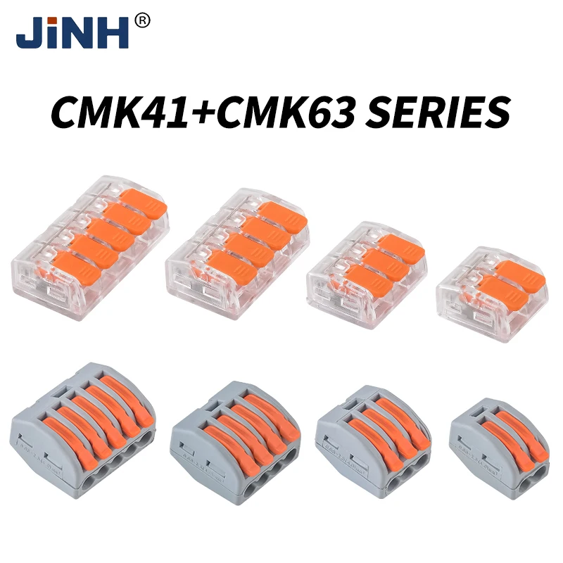 JINH 100 Stück CMK63/CMK41 Mehrfach-Federklemmen-Set, kompakter Schnellverbinder für Beleuchtung und Haushaltsgeräte Image