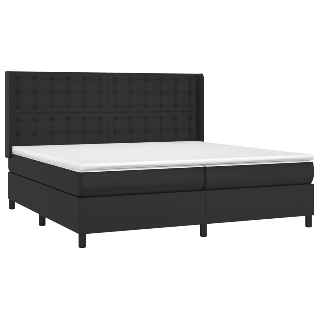 Décoshop26 - LED-Bettgestell mit Lattenrost Kopfteil und 200x200cm schwarzer Synthetikmatratze TDL0209139 Image