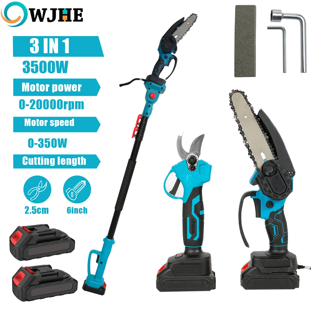 3500W 6-Zoll Bürstenlose Hochastsäge & Gartenschere mit Teleskopstange für Makita 21V Akku Image