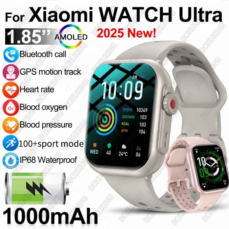 2025 neue Für Xiaomi Smart Uhr Männer Frauen 1,85-Zoll HD AMOLED Full Touch Screen IP68 Wasserdichte Bluetooth Anruf smartWatch Mann Image