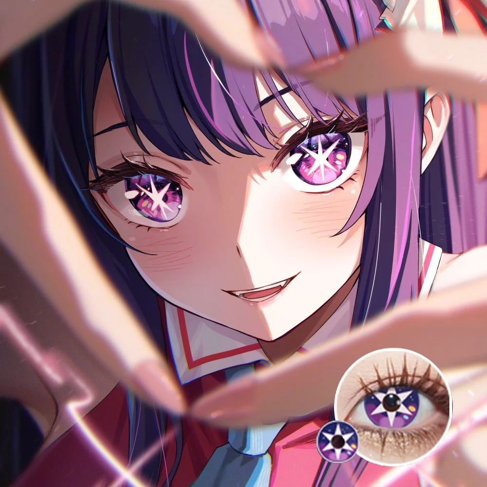 Abgestufte 2 Stück/1 Paar Cosplay-Farbkontaktlinsen, farbige Anime-Softlens, Hoshino Ai-Schüler Image