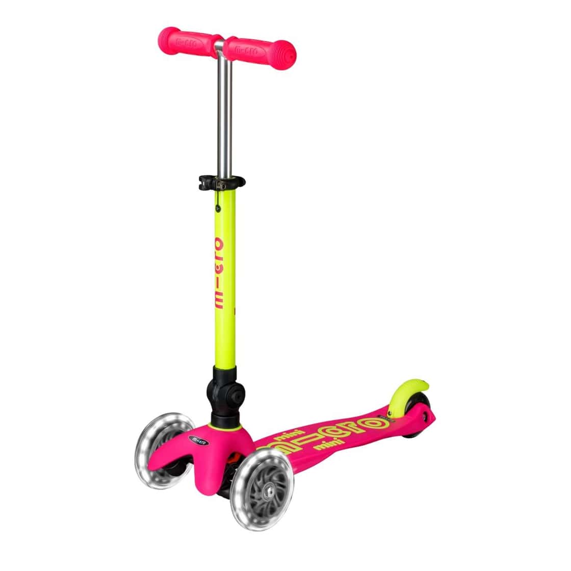 Micro Kickboard Micro Mini Foldable LED Scooter (2-5 Years) - Neon Flamingo Pink / Yellow