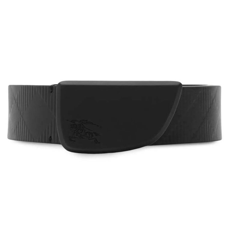 Ekd Debossed Leather Shield Belt - Black - Burberry Belts